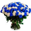 фото букета 101 біла і синя троянда