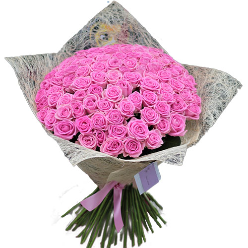 букет 101 рожева троянда "Аква"