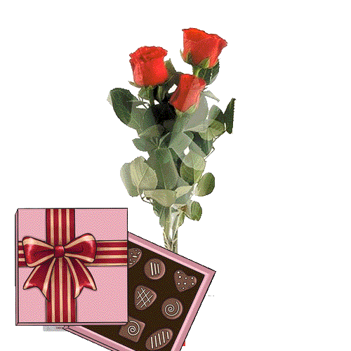 Фото товара 3 червоні троянди з цукерками у Чернівцях