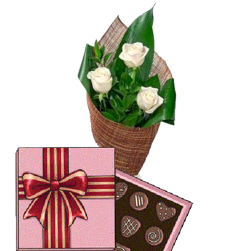 Фото товара 3 белые розы с конфетами у Чернівцях