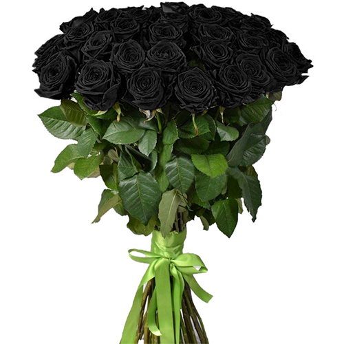 букет 25 чорних троянд