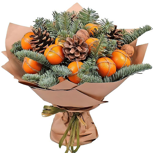 Фото товара Новогодний букет с мандаринами у Чернівцях