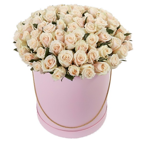 Фото товара 101 кремовая роза в шляпной коробке у Чернівцях