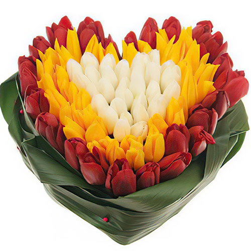 Фото товара 151 тюльпан сердцем "Краски весны" у Чернівцях