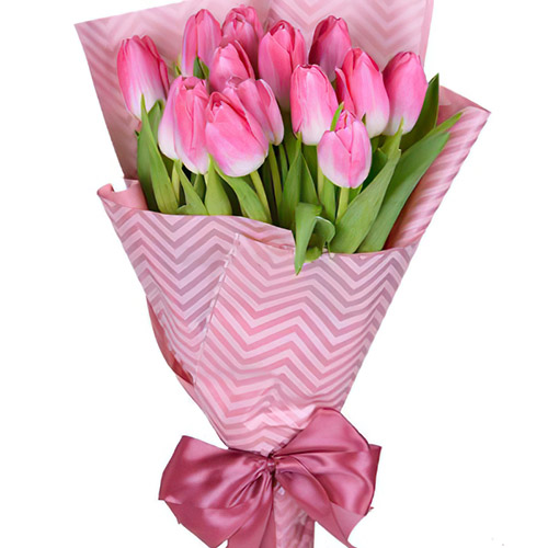 Фото товара 15 рожевих тюльпанів у Чернівцях