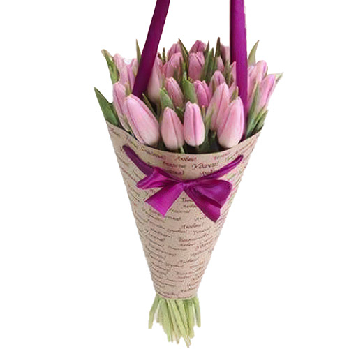 Фото товара 25 ніжно-рожевих тюльпанів у Чернівцях