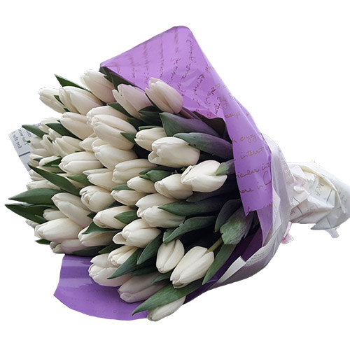 Фото товара 45 белых тюльпанов "Ангел мой" у Чернівцях