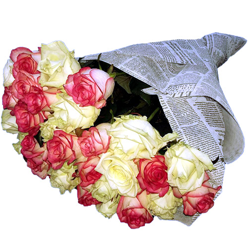 Фото товара 33 кремові та рожеві троянди у Чернівцях
