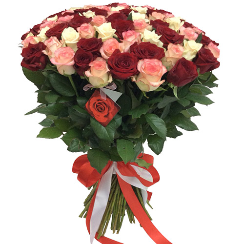Фото товара 101 роза "Розовый жемчуг" у Чернівцях