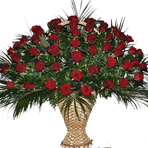 Фото товара Кошик 100 троянд у папороті у Чернівцях
