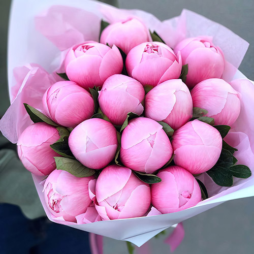 Фото товара 15 розовых пионов у Чернівцях